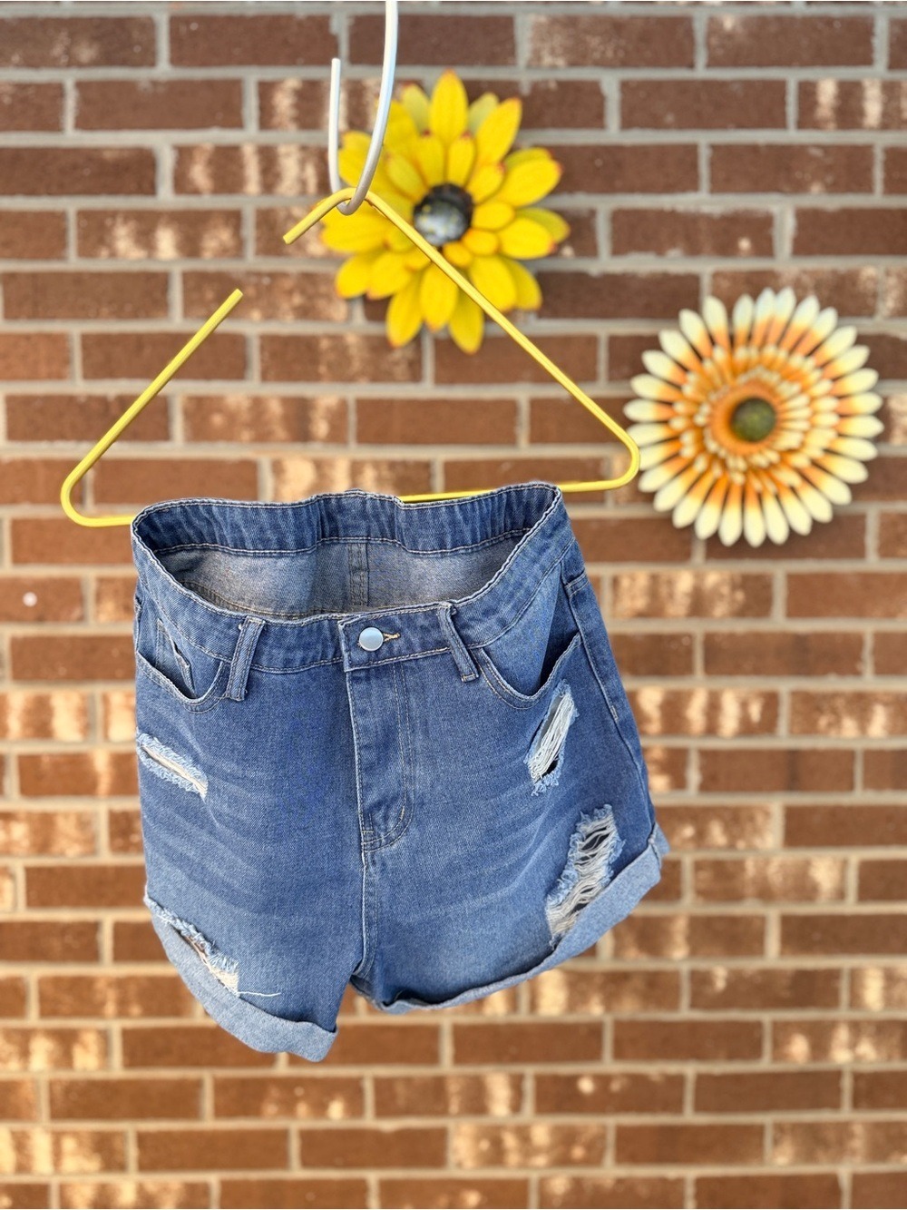 SHEIN Women's High Waist Destroyed Denim Shorts Size 30